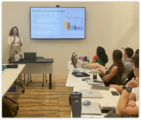 Nora delivering a guest lecture at the University of Kentucky School of Product Design
