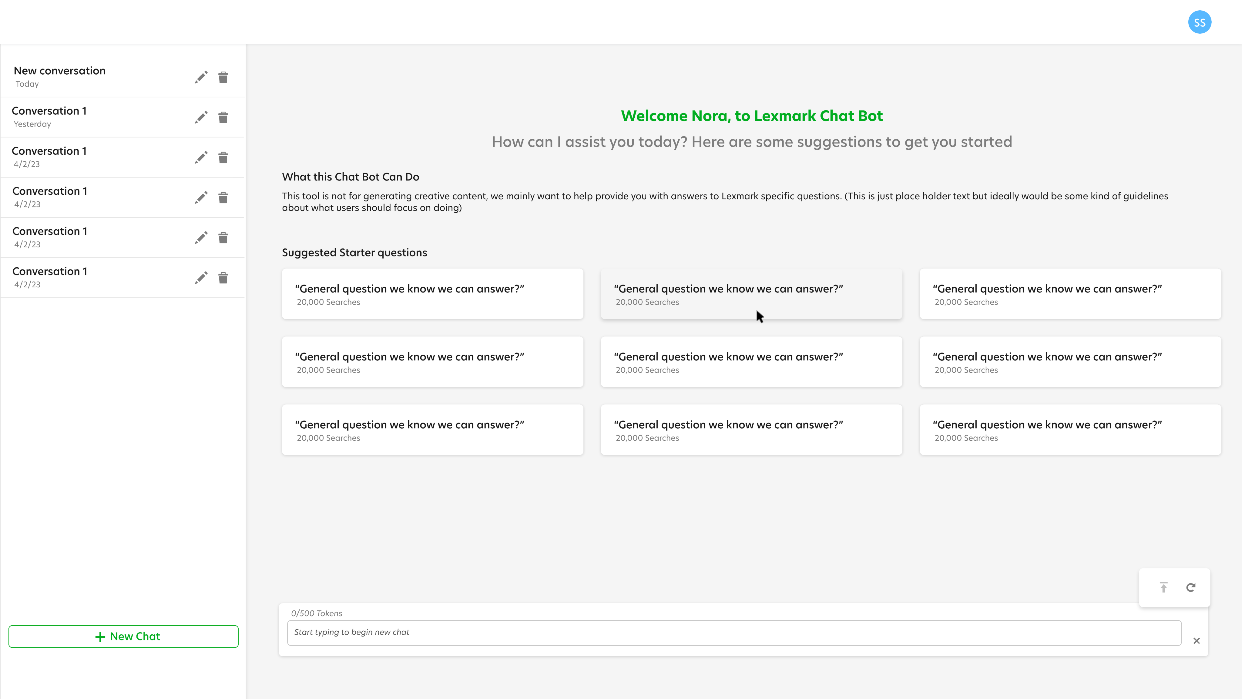 Chat RFP alternate light mode - prompt from suggestion