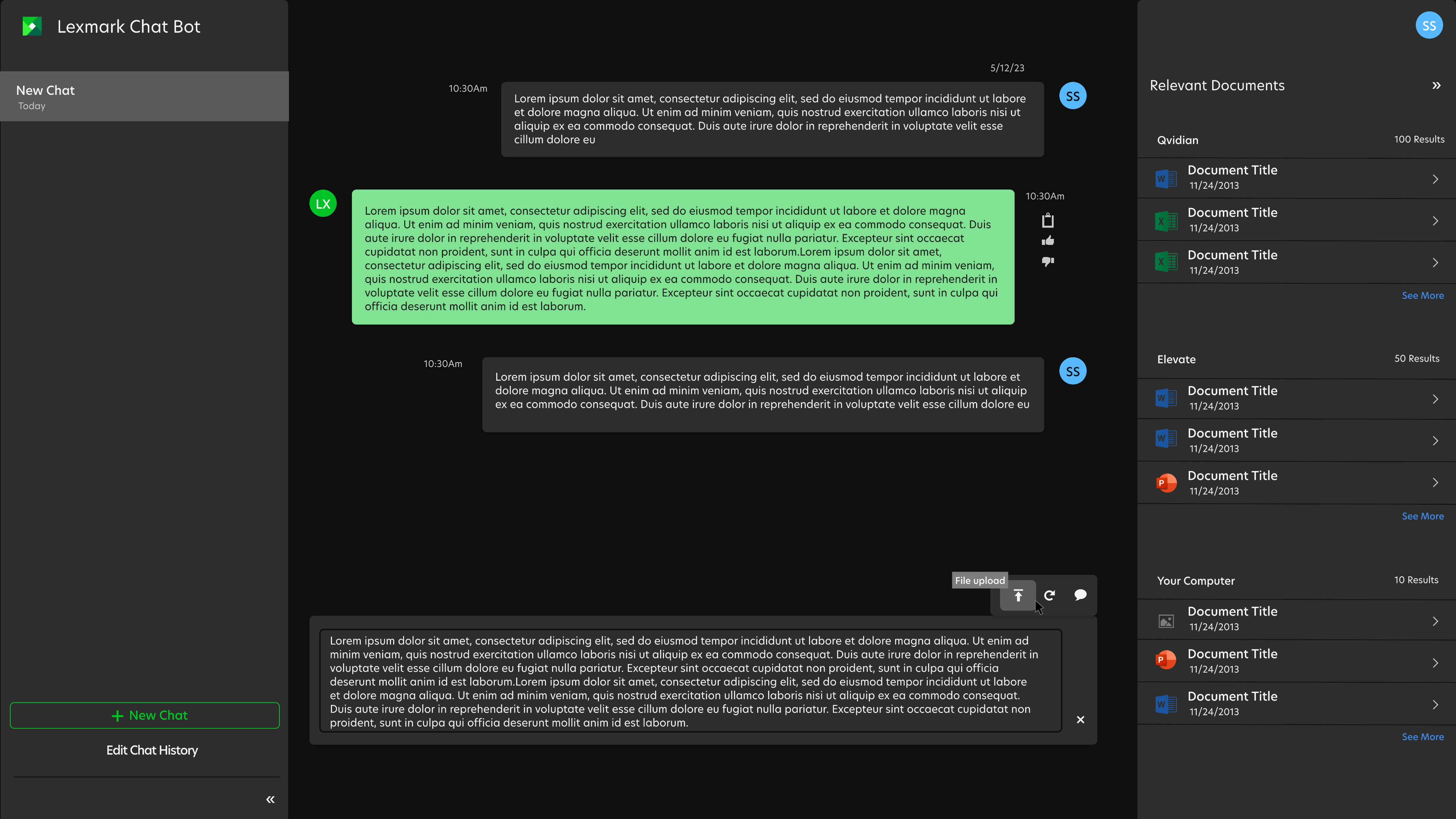 Chat RFP dark mode design
