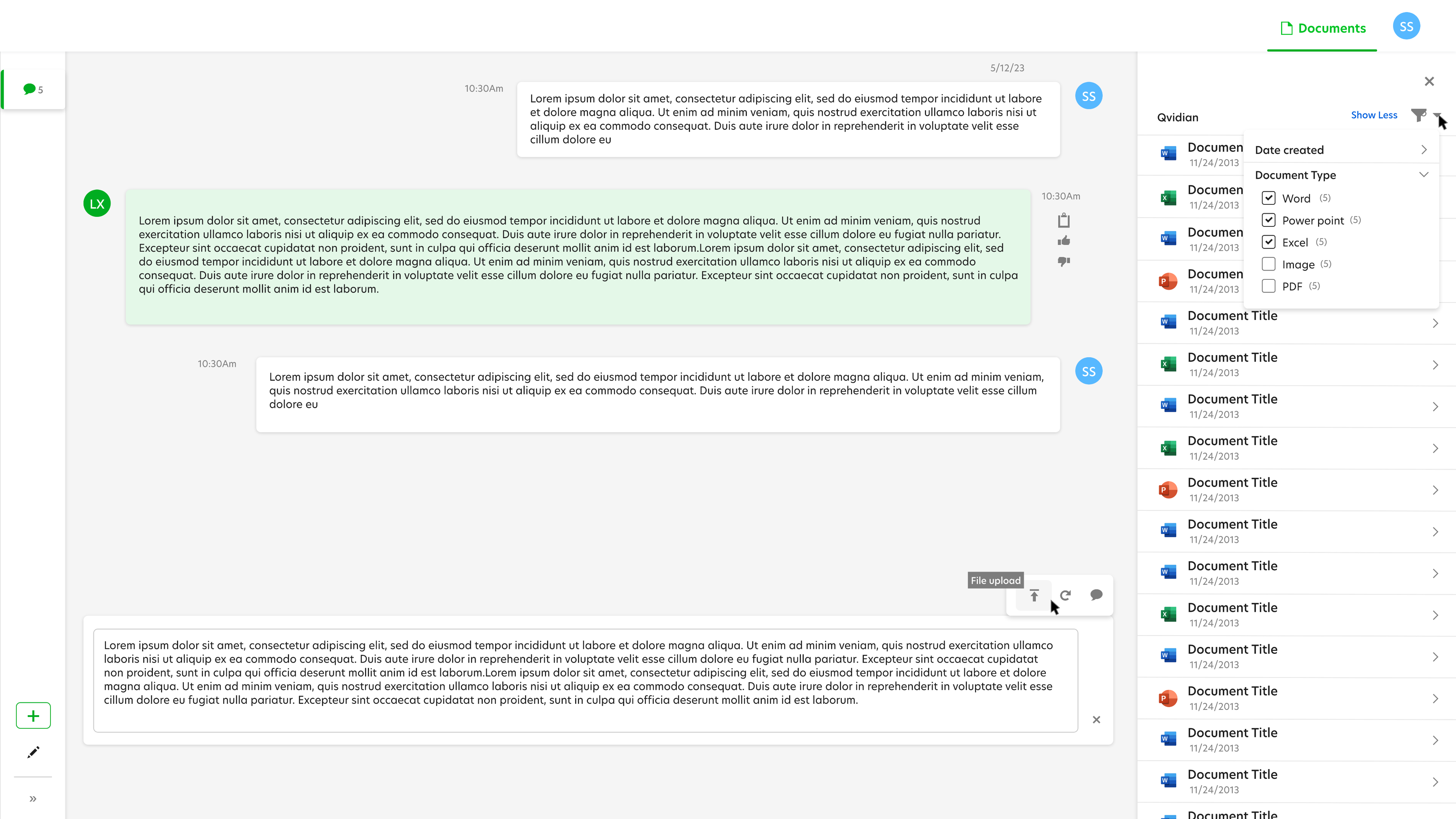 Chat RFP main light mode design