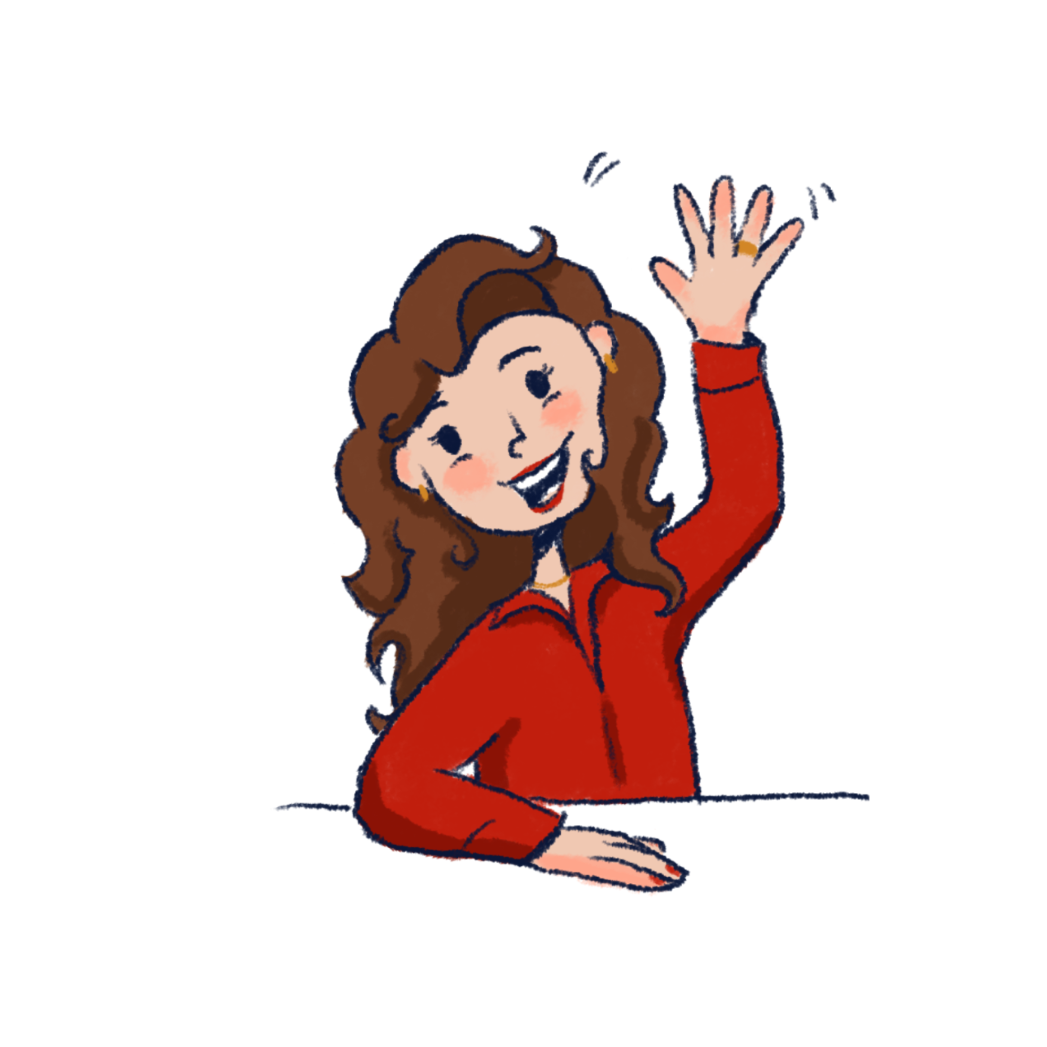Illustration of Nora waving