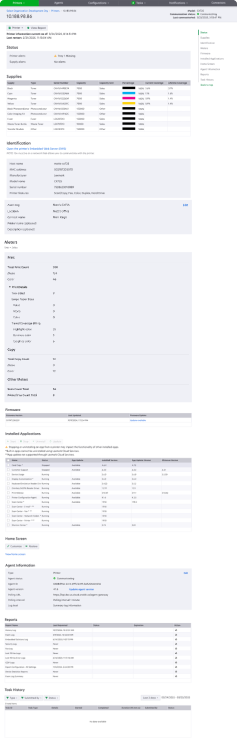 Old printer details - long vertical scroll